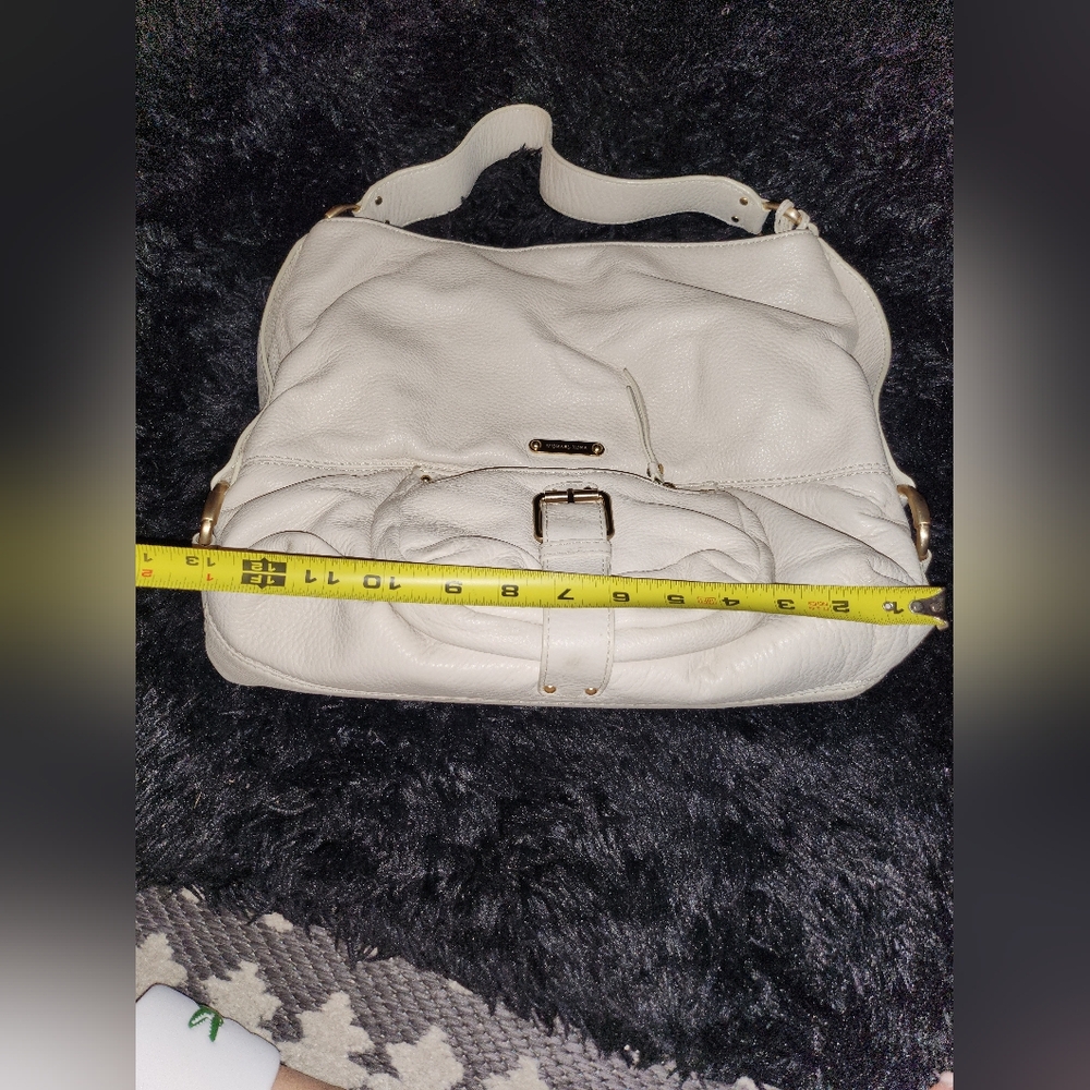Michael Kors Cream Leather Shoulder Hobo with Front Buckle Pocket - Picture 11 of 12